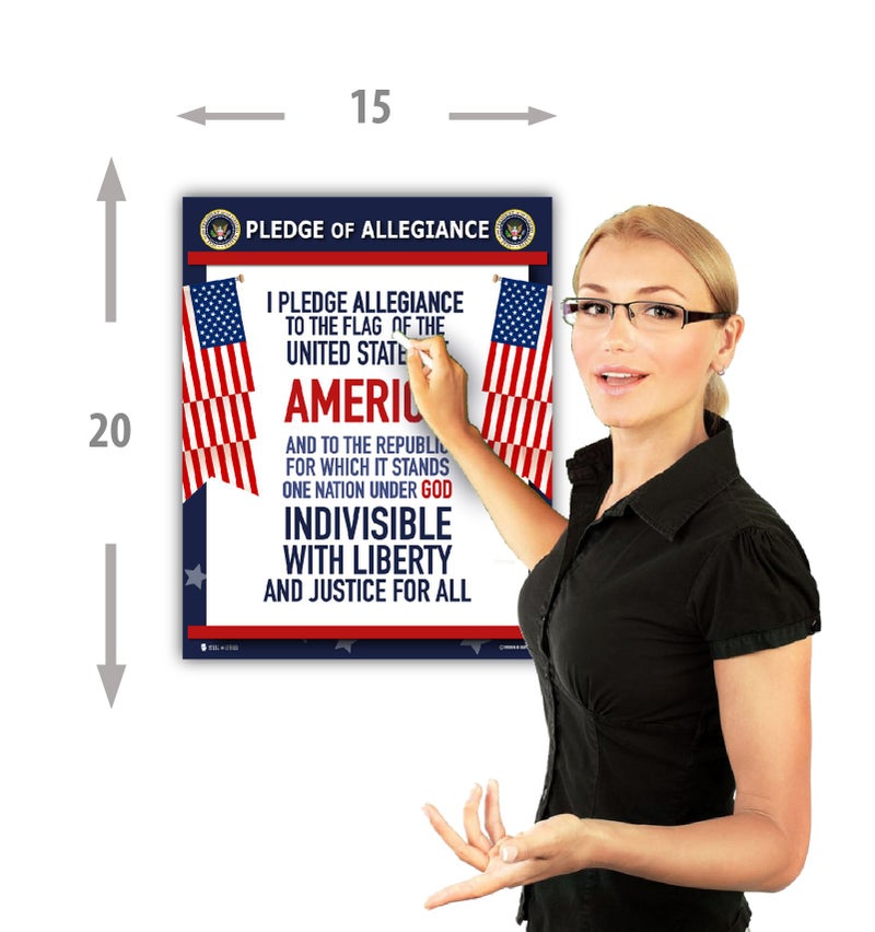 Young N Refined Pledge of Allegiance poster LAMINATED American flag print for classroom dÃ©cor chart usa sign 15x20 - Image 3